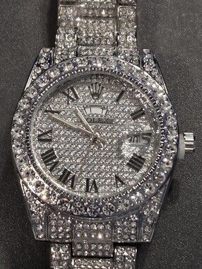 Fully Iced Out VVS Moissanite Diamond Stainless Steel Watch 38MM